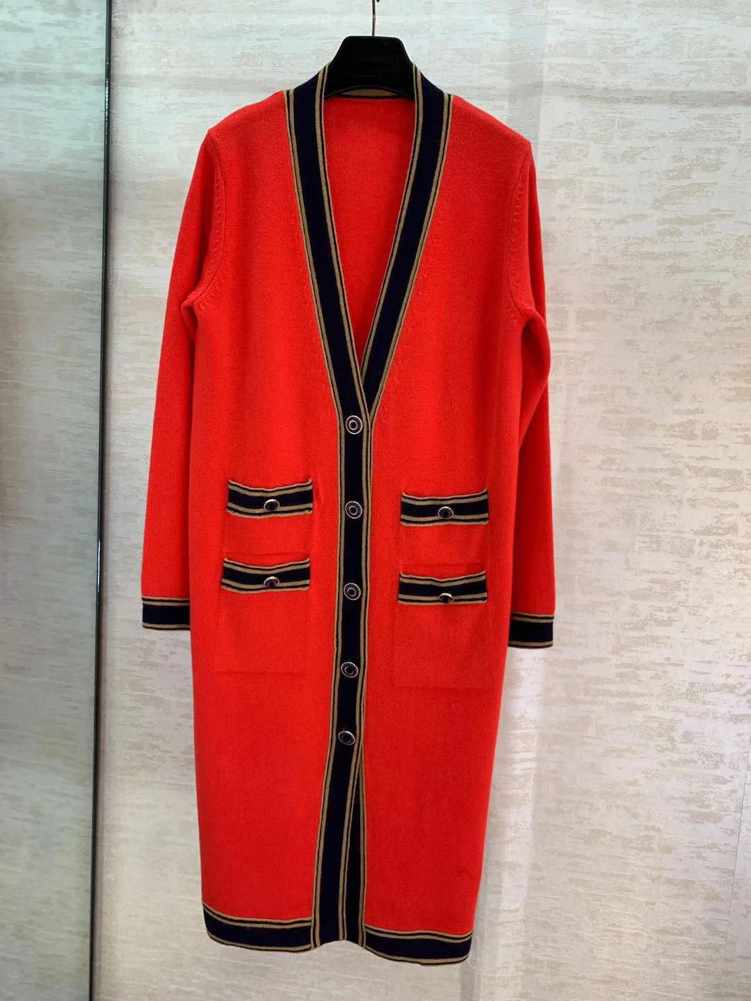 Кашемировое красное подиумное модное дизайнерское теплое Новое Женское пальто