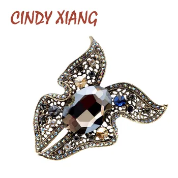 

CINDY XIANG Large Crystal Flower Pin Vintage Party Brooches For Women Sparking Coat Brooch High Quality Good Gift 2020