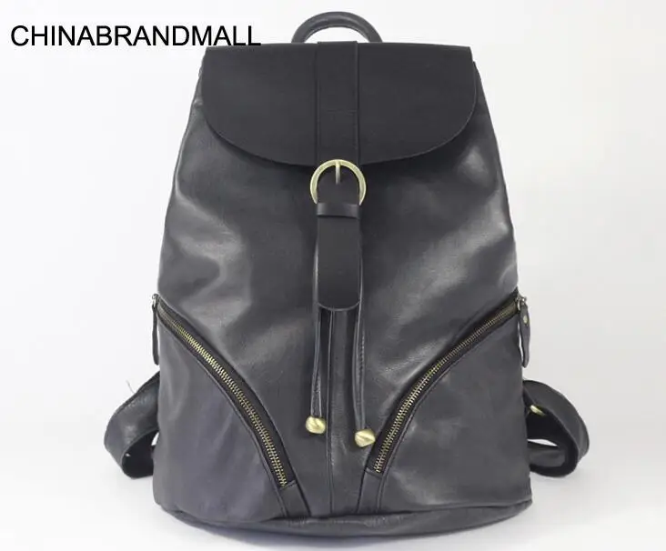 

Genuine leather cow leather women large soft backpack