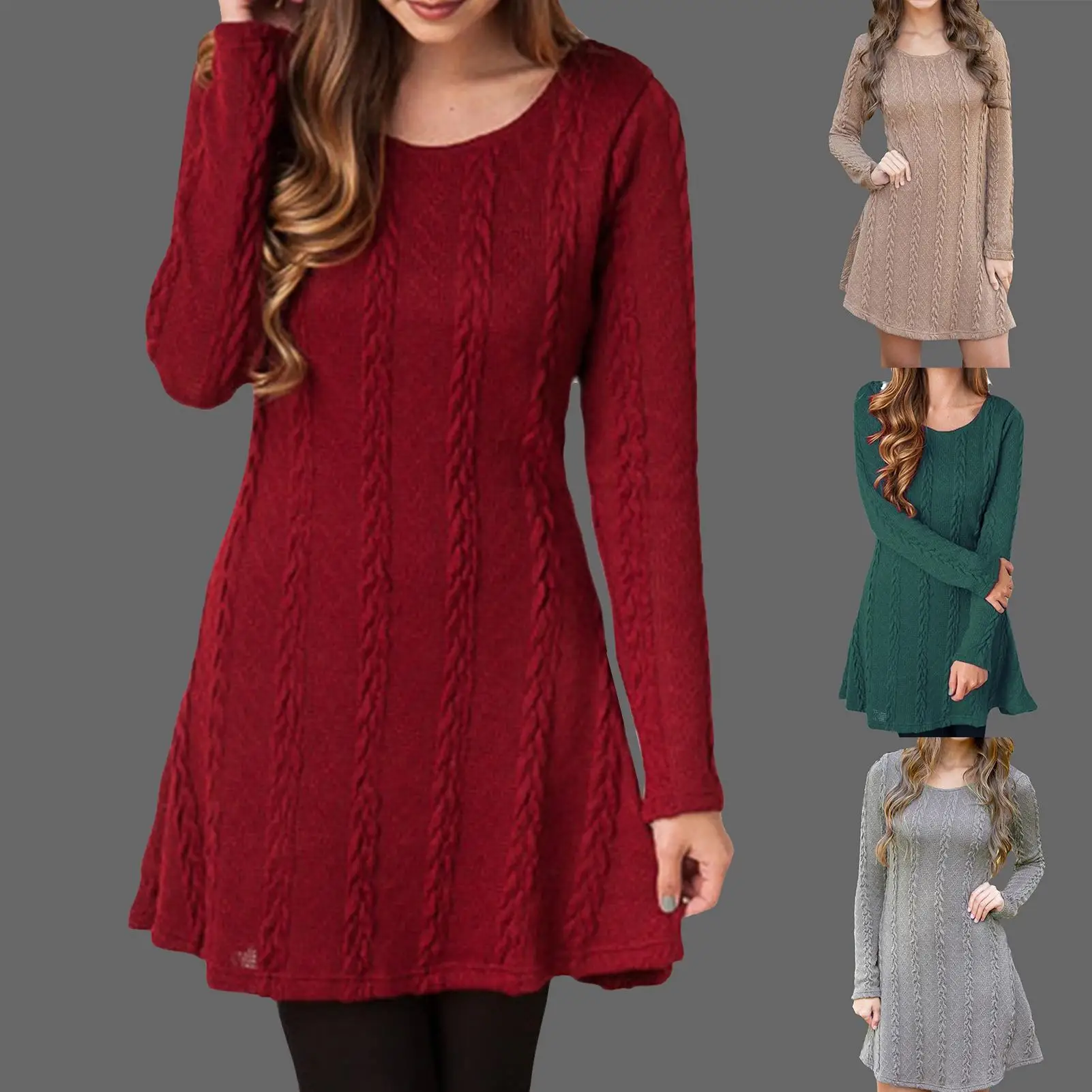 Elegant Twist Knitted Sweater Dress Women Fashion Autumn Winter O Neck Female A Line Vestido Casual Chic Dresses Vestidos Dresses Aliexpress