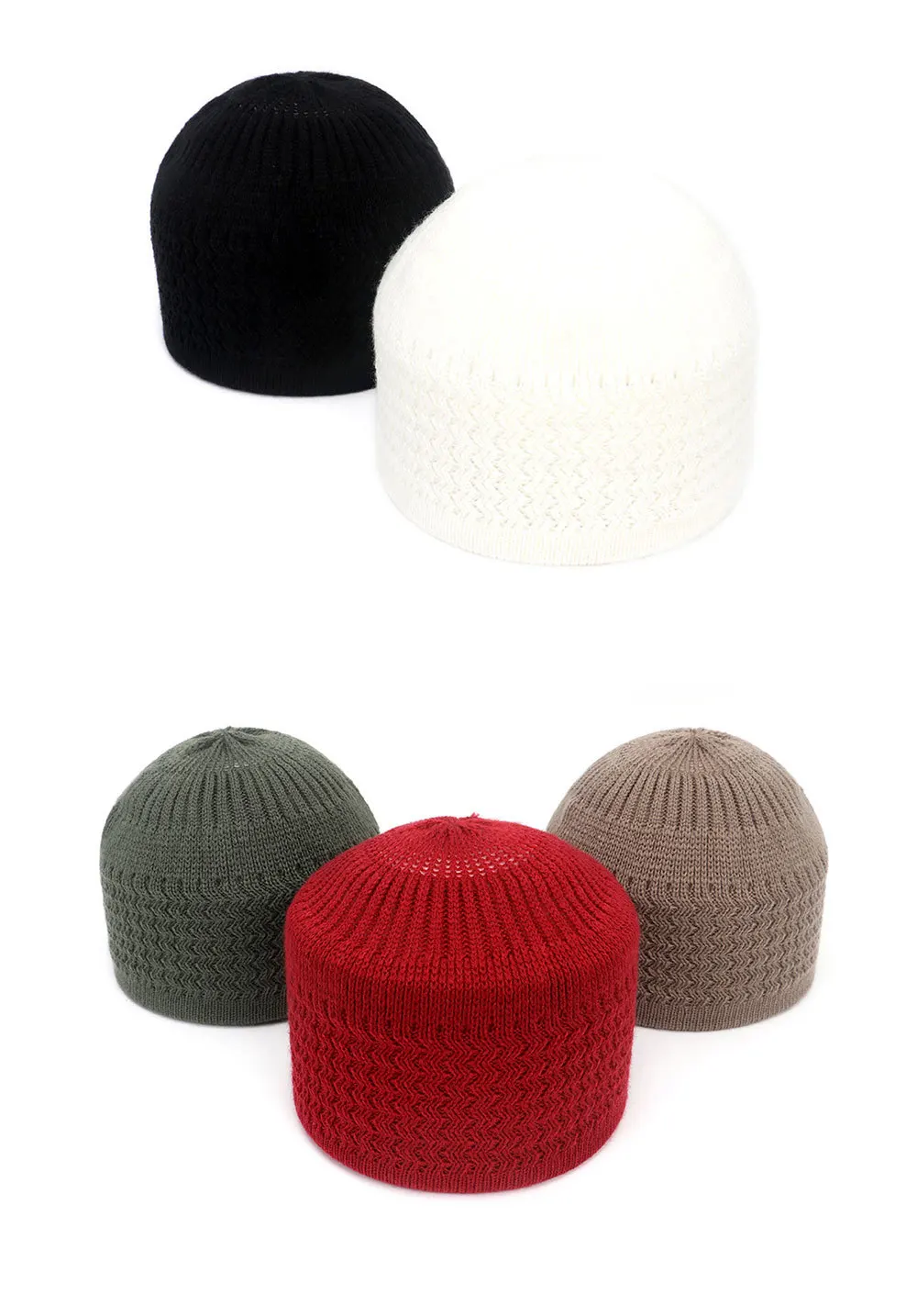 2021 New Pencil Cap Otton Skull Cap Beanie Kufi with Checkered-Knit Pattern in Solid Colors for Everyday Wear