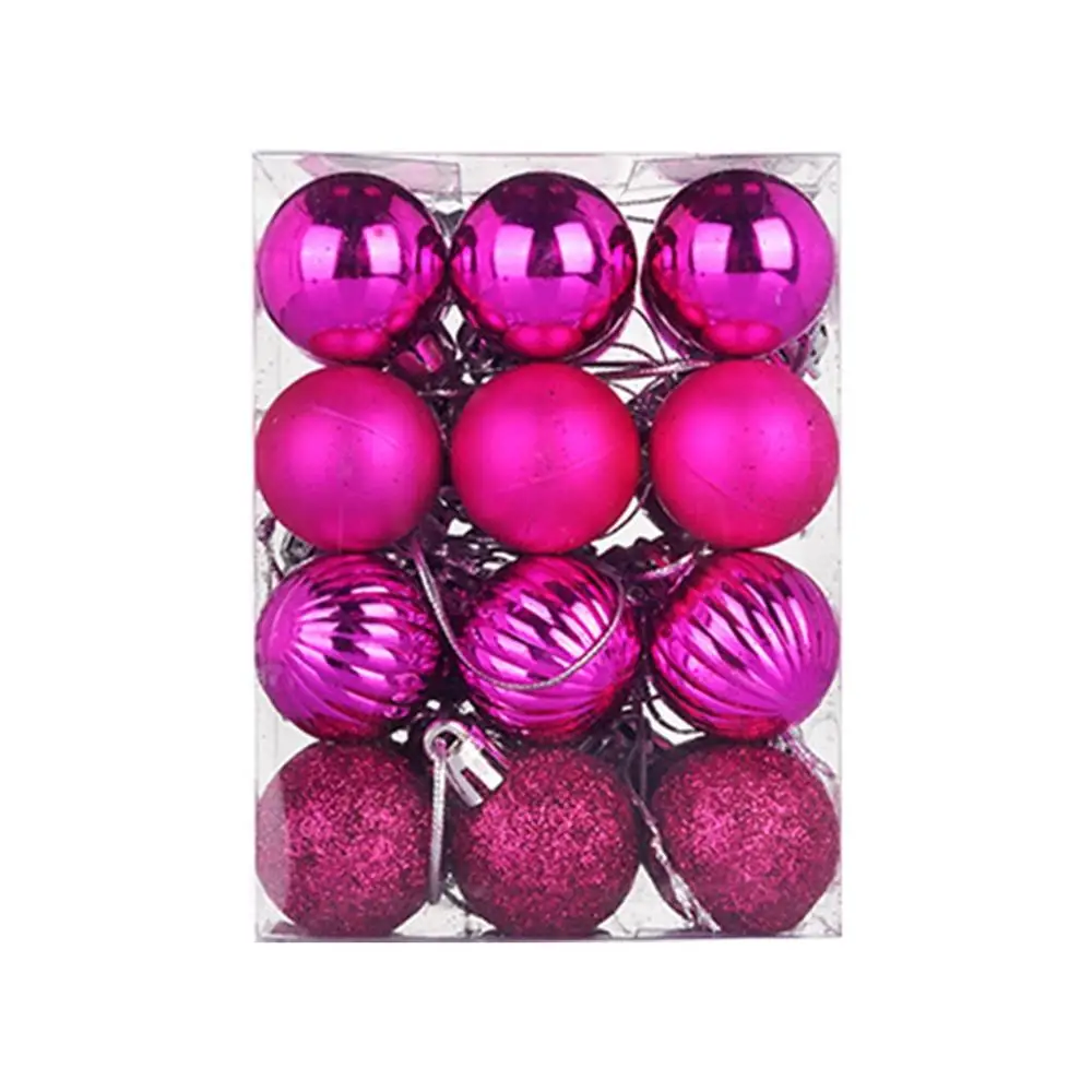 24pcs/lot 30mm Christmas Tree Decor Ball Bauble Hanging Xmas Party Ornament Decorations for Home Christmas Party Supplies&xs - Цвет: Hot Pink
