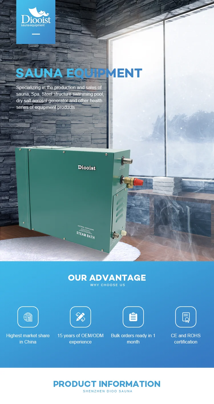 Diy 9kw Self draining Steam Bath Generator for Wet Steam Sauna