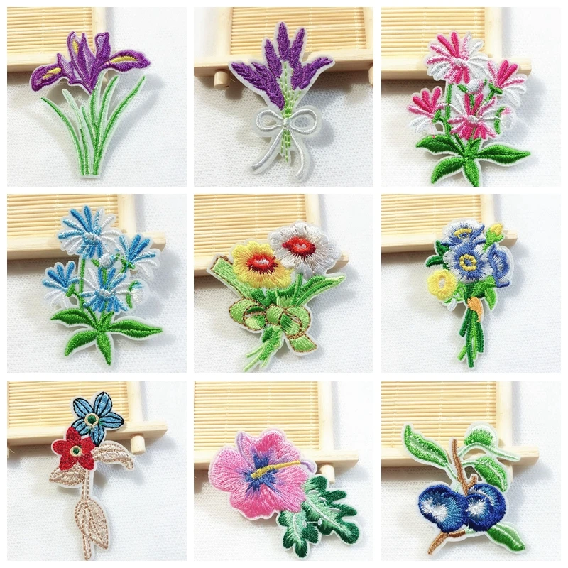 Мультфильм маленькие цветы растения вышивка для одежды накладные наклейки