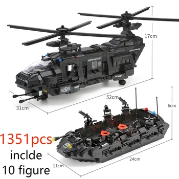 

2020 New ww2 Toy 1351PCS Transport plane Team Fit Lepining SWAT Technic City Police Building Blocks Brick Children Kid Gift