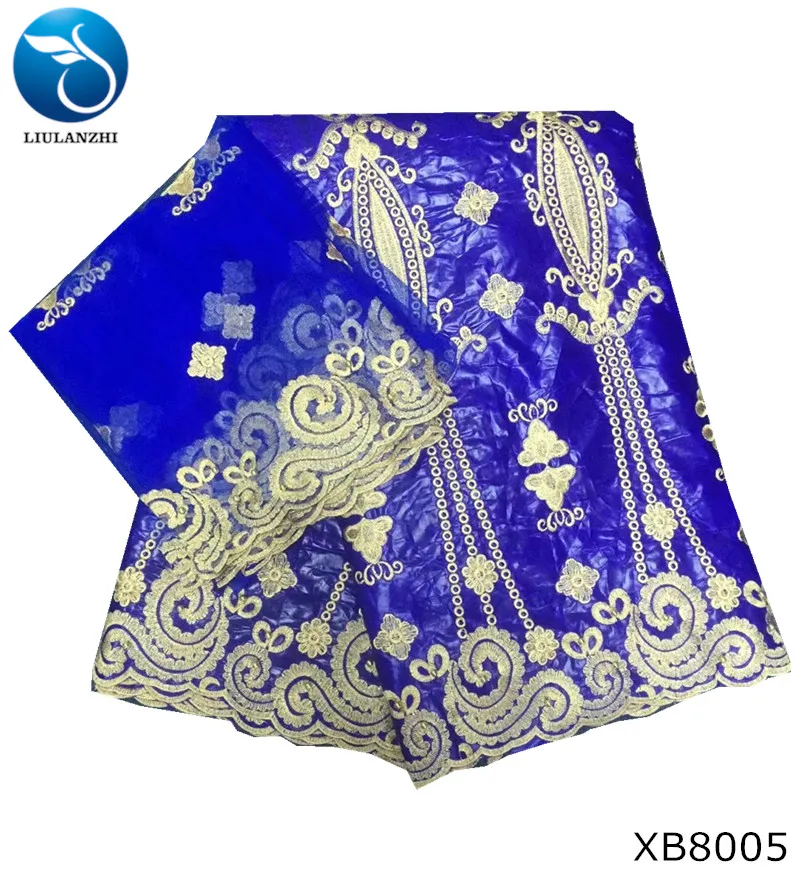 LIULANZHI 5 ярдов+ 2 ярдов индийский Базен Riche африканская кружевная ткань с блузкой вышитая бисером ткань для бассейна для женщин XB80