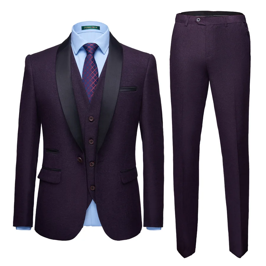 

2019 New Arrival Men Suits Jacket+pants+vest Fashion Slim Fit Smart Casual One Button Party and Wedding Suit 7 Colors 3pcs/set