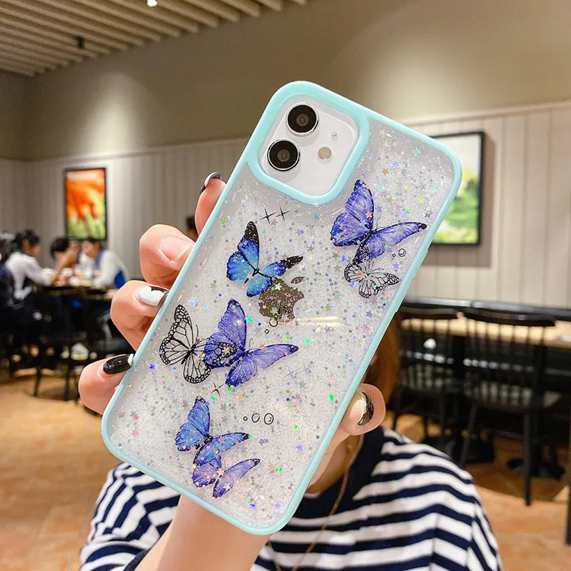 Clear Glitter Butterfly Soft Shockproof iPhone Case