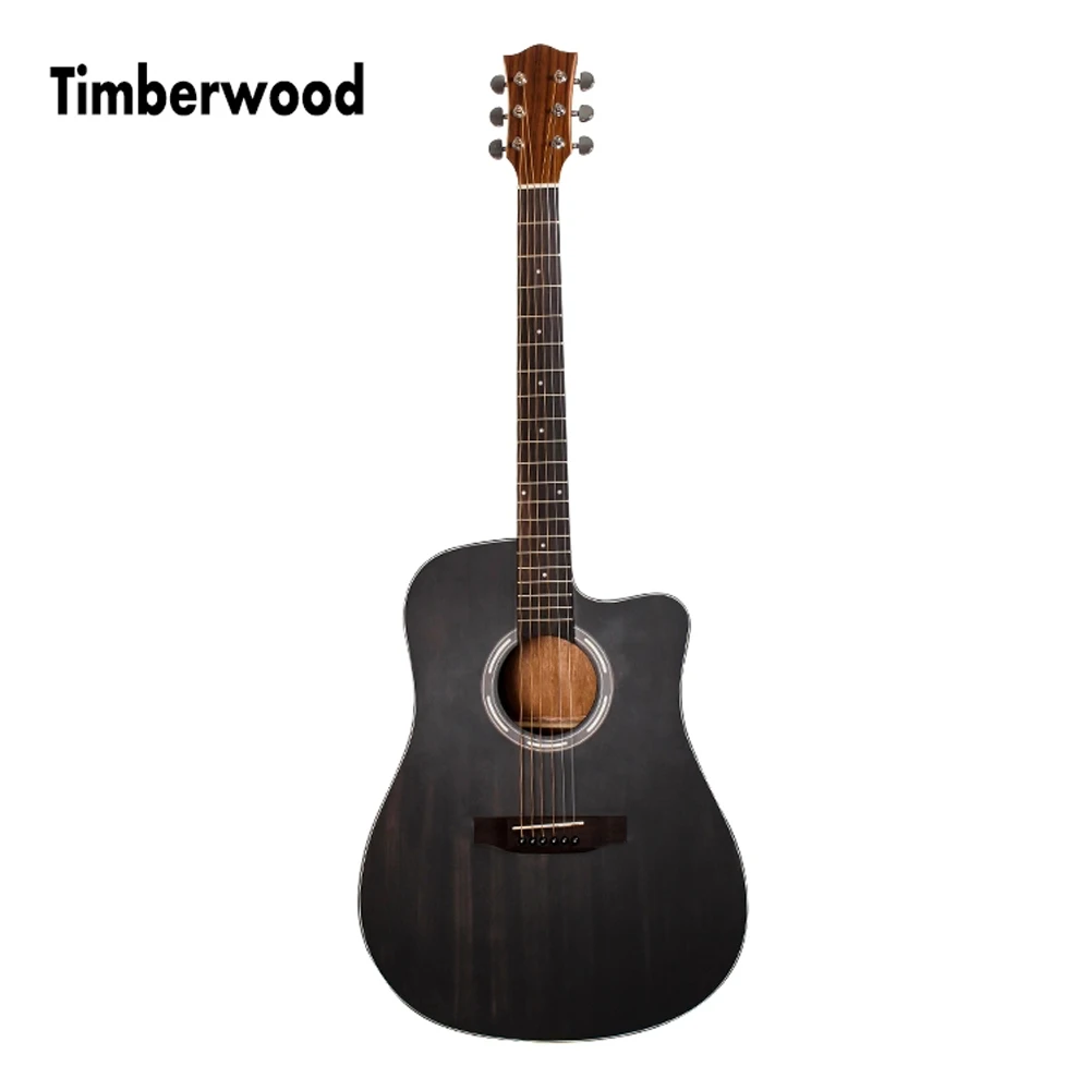 

41 inch Cutaway Guitar Matte finishing Solid Spruce Sapele Acoustic Guitar Black color for Beginner AGT120