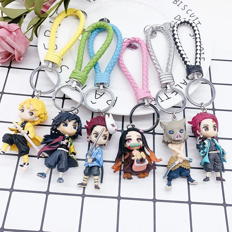 Брелок с фигуркой из ПВХ Demon Slayer Kimetsu No Yaiba Kamado Tanjirou Nezuko Kanawo Zenitsu Inosuke Giyuu | Украшения