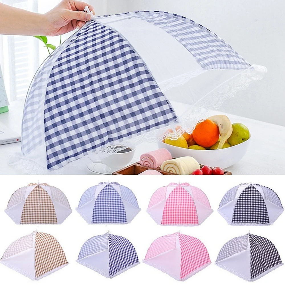 

1PCs Kitchen Folded Mesh Food Cover BBQ Picnic Kitchenware umbrella Style Mesh Polyester Anti Fly Mosquito Food Dish Cover