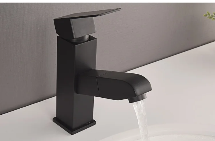 304 Stainless steel Black Square Pull Out Wash Basin Mixer Faucets Hot and Cold Water Bathroom Sink Faucet Tap