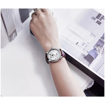 

TurnFinger Women's Mechanical Watch Hollow Love Surface Waterproof Leather Wristband Fashionable Elegant Luxury Hot Sale 2020