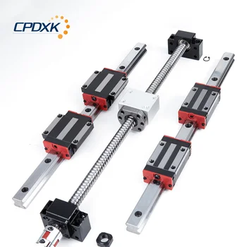 

CNC rail kit 20mm linear rails 2 pc HGR20 square guide+4 HGH20CA /HGW20CC carriages slides +1 set SFU1605/1610 ball screw kit