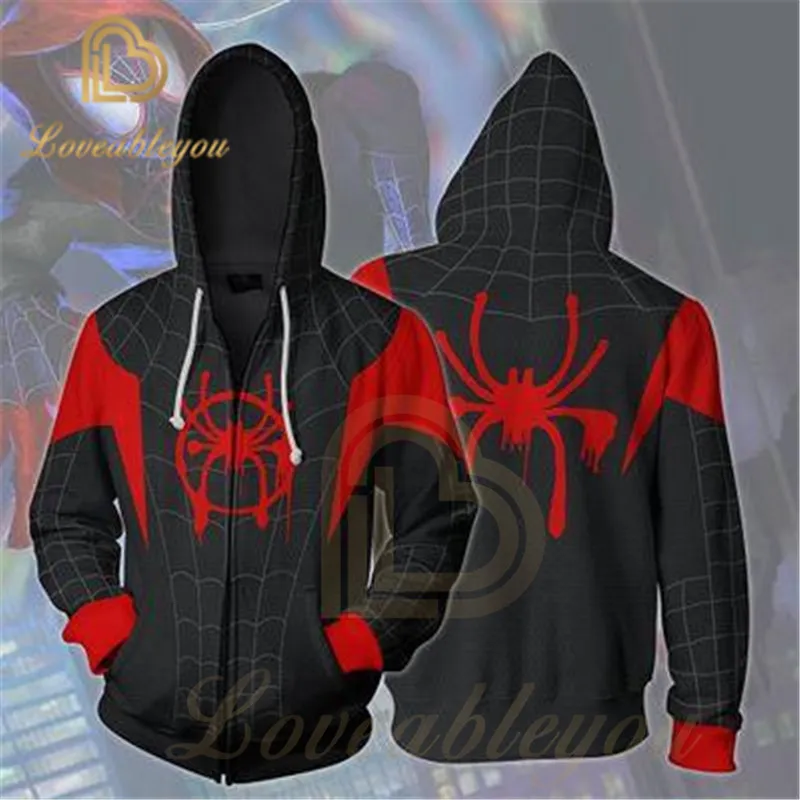 

Spider-Man Avengers Endgame Iron Spiderman Cosplay Costume Sweatshirts for Men Zipper Streetwear Hoodie New Polerones
