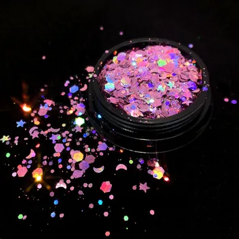 

1g/5g Laser Blended Flash Holographic Sequins DIY Eye Makeup Nail Patch Mixed Size Glitter Powders 3D Nail Art Decorations