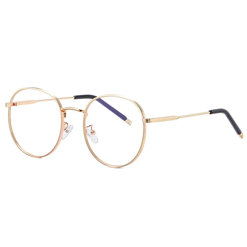 Oulylan, винтажные круглые оправы для очков, для женщин и мужчин, прозрачные оптические оправы, зеркальные оправы для очков, женские прозрачные очки - Цвет оправы: Gold