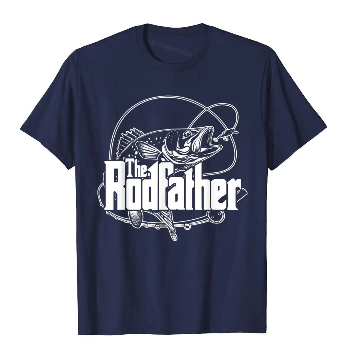 The Rodfather T Shirt - Funny Parody Fishing Gifts T-shirt__B13657navy
