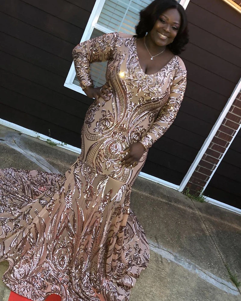 Rose Gold Mermaid Prom Dresses 