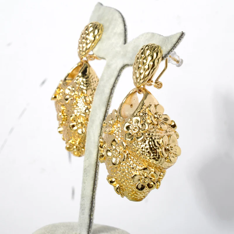 Sunny Jewelry Fashion African Drop Dangle Earrings Big Hollow Design High Quality Gold Plated For Women Party Wedding Gifts