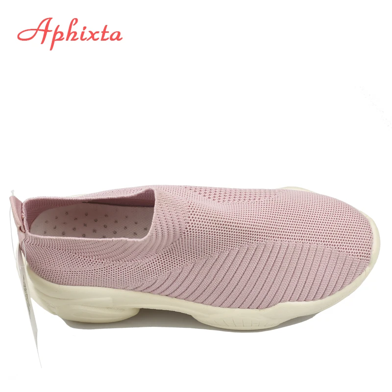Aphixta/вязаные носки; женские кроссовки из эластичной ткани; женская обувь; дышащие мягкие туфли на плоской подошве; большие размеры 43