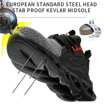 

New 2020 Men Work Safety Shoes Summer Breathable Boots Working Steel Toe Anti-Smashing Construction Safety Work Sneakers