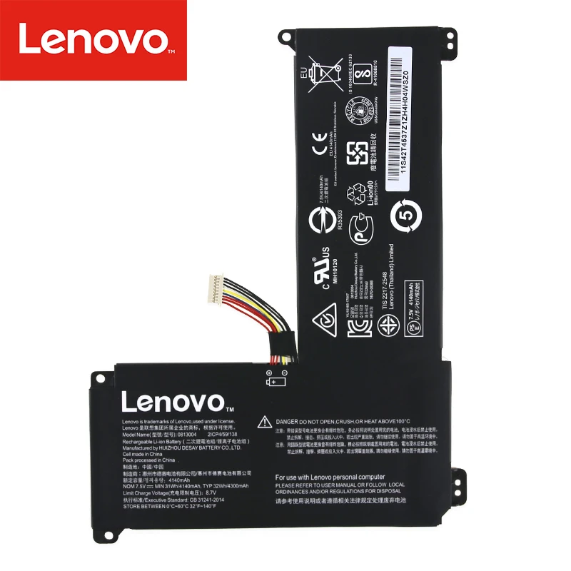 Ноутбук аккумулятор для Lenovo IdeaPad 110s-11IBR 0813004 2ICP4 5B10M53638 7,5 V 31Wh