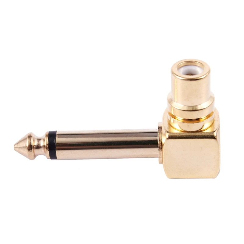 2-PACK RCA Женский Джек 1/4 дюйма моно-штекер прямоугольный аудио адаптер, золото