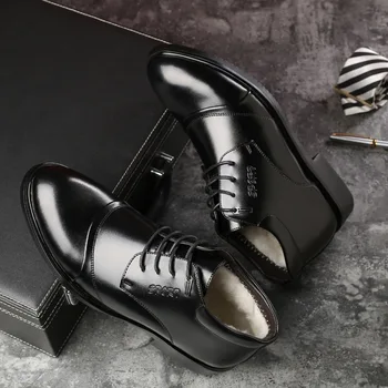 

New Handmade Men Leather Winter Boots High Quality Warm Snow Men Boots Ankle Boots For Men Business Dress Shoes Men 758