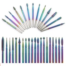 1pc Rainbow Diamond Nail Drill Bit Milling Cutter Rotary Cuticle Clean Files for Manicure Machine Burr Nail Files Accessories