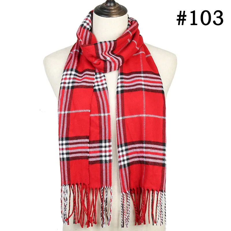 Роскошный брендовый клетчатый шарф, зимние теплые кашемировые шарфы для женщин, теплые шарфы для шеи, женские шали и палантины - Цвет: 103