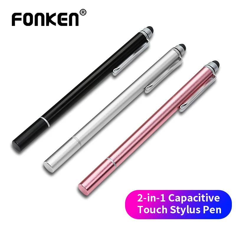 Tanie FONKEN rysik do telefonu 2w1 pojemnościowy długopis dotykowy Tablet pióro powierzchniowe do