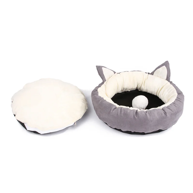 Кошка Собака круглые кровати милые кошачьи уши гнездо мягкая теплая моющаяся Лежанка для котиков кошка коврик кроватка для кота дом товары для домашних животных