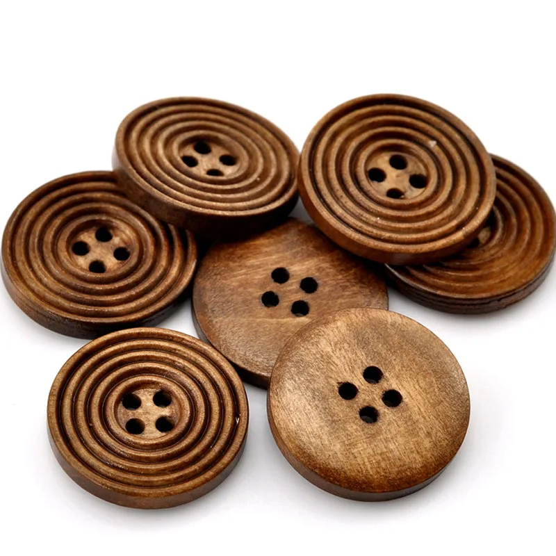 20PCS 35MM Wooden Buttons for Trousers Suit Coat Clothes Handmade Gift Box  Wooden Button for Clothing Scrapbooking Sewing Crafts