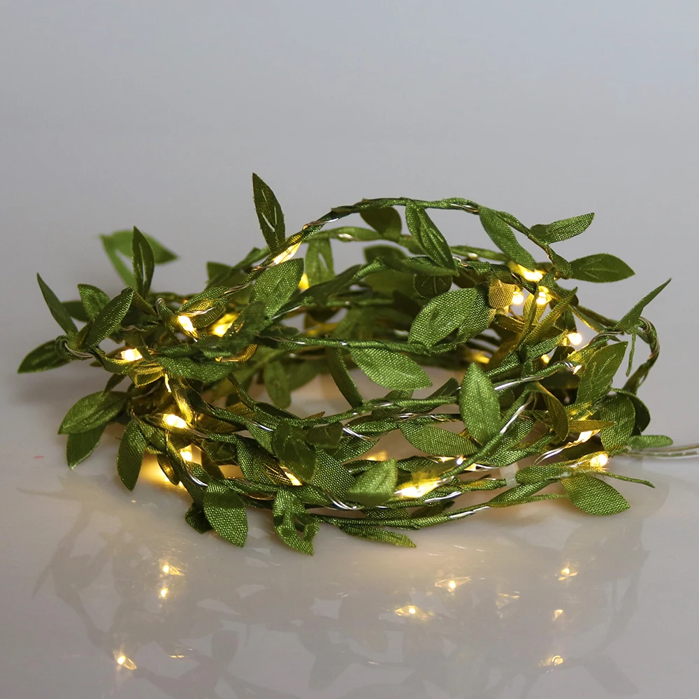 

Green Leaves Fairy Garland Holiday lighting 2.2M Copper Wire LED String lights For Christmas Tree Wedding Party Decoration