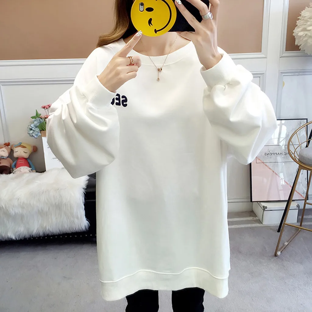 JAYCOSIN, Женский пуловер, свободный, Harajuku, с буквенным принтом, одежда, модная рубашка, большой размер, женская уличная толстовка, хип-хоп топы