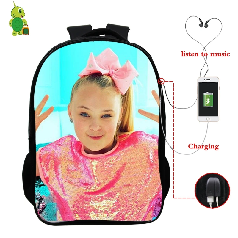 7 Популярные звезды Jojo Siwa рюкзак Многофункциональный USB зарядка школьные сумки для подростков рюкзак для девочек с отделением для ноутбука Большая Дорожная сумка на плечо - Цвет: 7