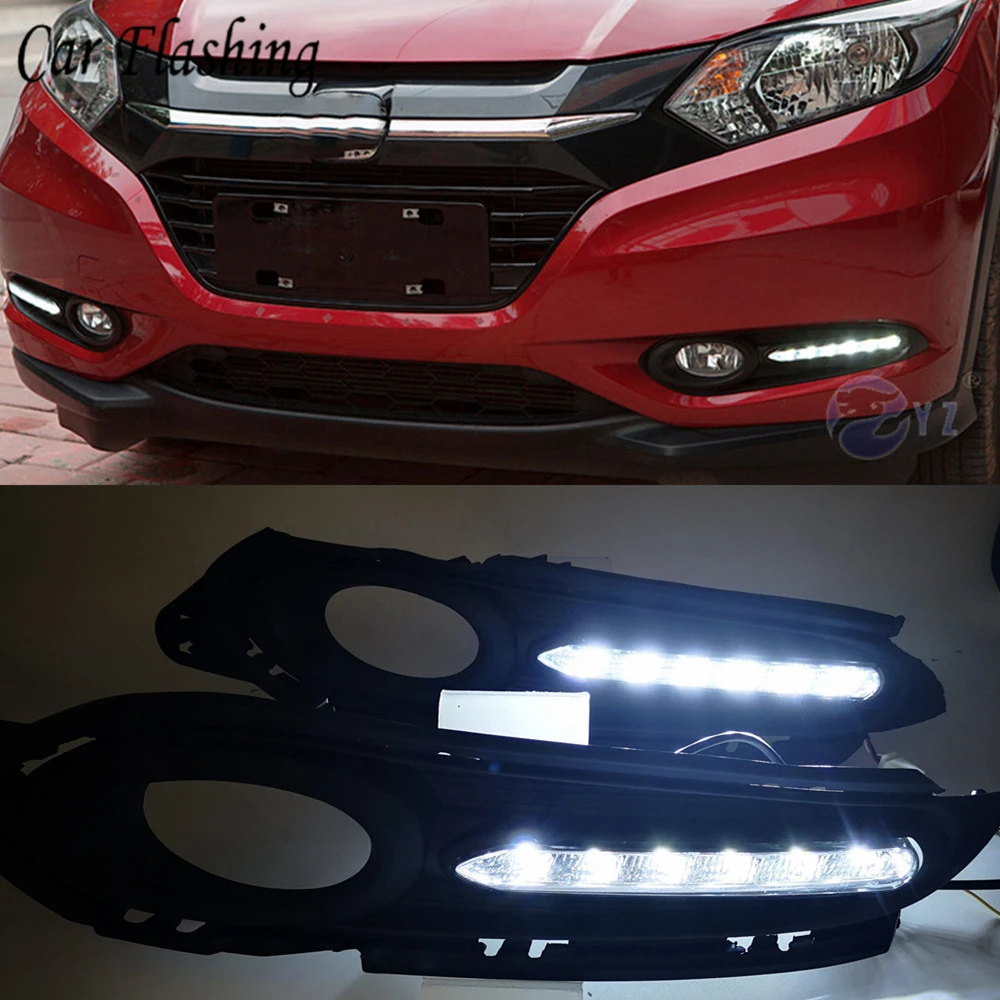 2 шт. для Honda hr-v HR-V Vezel светодиодный DRL Габаритные огни дневного света Водонепроницаемый сигнал автостайлинг