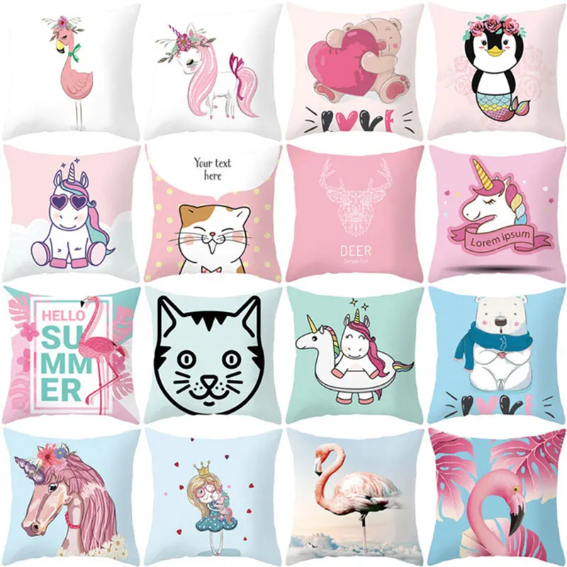 

Unicorn Cushion Cover Polyester Home/Sofa Decorative Throw Pillow Case Lounge Cushion For Children Birthday Gift /Sofa