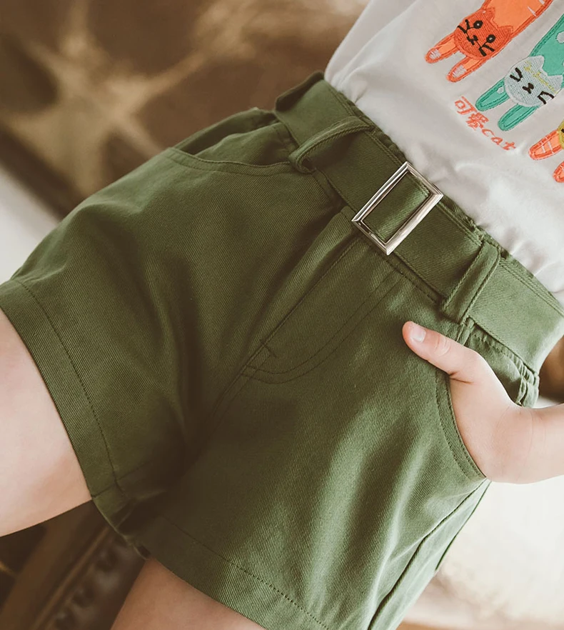 Shorts com Cinto Shorts para Meninas Verão Nova Adolescente Algodão Denim Adolescentes Menina Curto 3 4 5 6 7 8 9 10 11 12 Anos Crianças 2020 2 High Quality Mamãe e Bebê