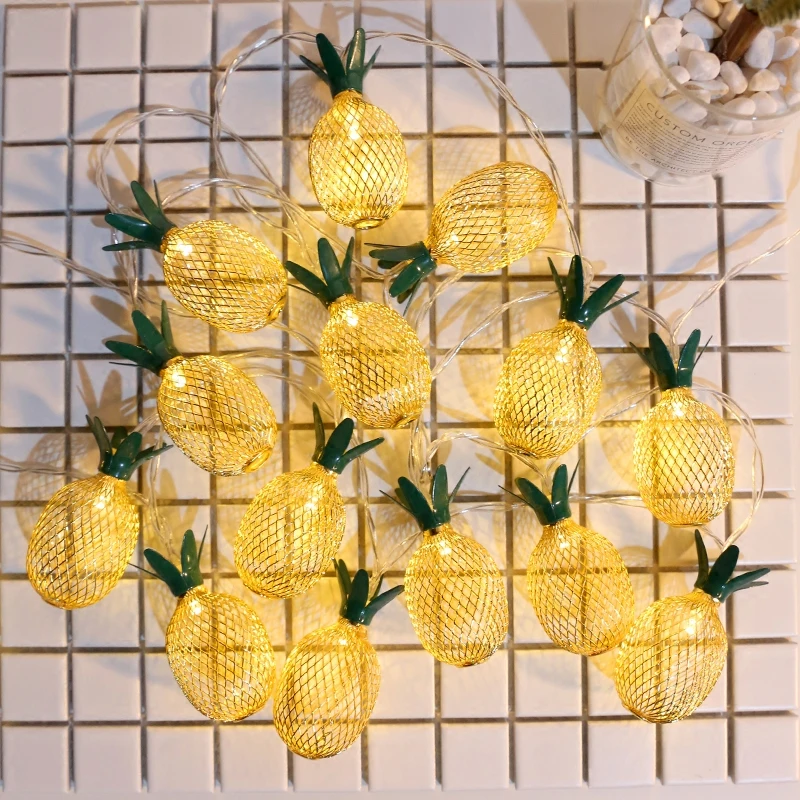 

Vintage Iron Pineapple Night Lights 10 Leds 20 Leds String Lamp 1.5M 3M Battery Powered Lantern Romantic Wedding Decor