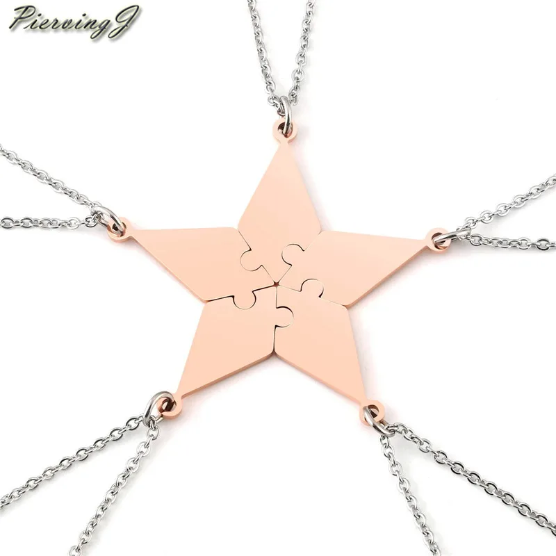 5pcs rose gold PiercingJ из нержавеющей стали 5/6 шт лучшие друзья подвеска BFF ожерелье Дружба головоломка кусок Подарочная подвеска-Шарм для мужчин и женщин - Окраска металла: 5pcs rose gold
