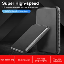 Мобильный жесткий диск 2,5 дюймов ноутбук из нержавеющей стали USB 3,0 внешний жесткий диск защитный чехол Корпус с дыхательный светильник