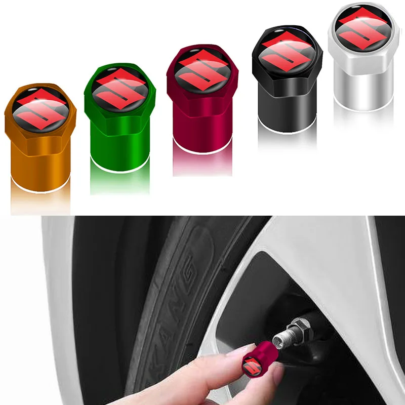 4 Uds insignia de Metal del coche rueda de neumático válvula tapones de neumáticos llanta madre cubre para Suzuki Jimny VITARA rápido SX4 del coche decorativos accesorios de coche
