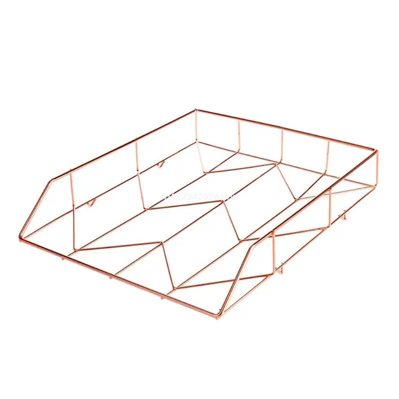 Exquisite Rose Gold Letter File Tray Desk File Paper Tray Tabletop Magazine Files Storage Basket