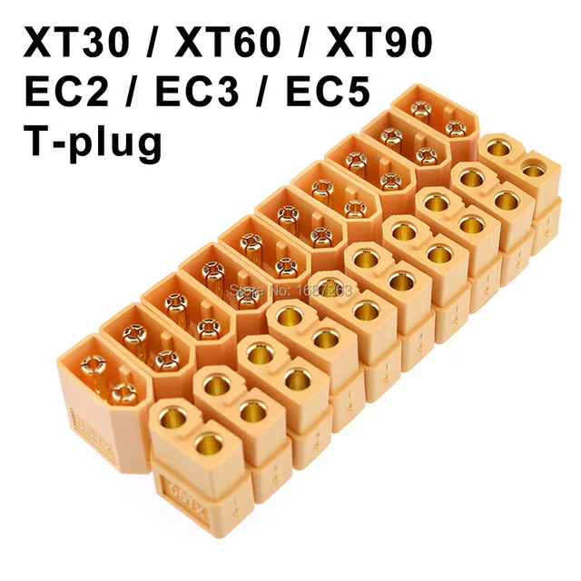 10 Pairs XT30 XT30U XT60 XT60H XT90 EC2 EC3 EC5 T Plug Battery Connector Set Male Female Gold Plated Banana Plug for RC Parts 1