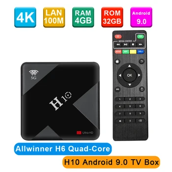 

H10 Android 9.0 Smart TV Box 6K HDR H.265 VP9 Allwinner H6 Quad-core 64 Bit 4GB DDR3 32GB/64GB EMMC 2.4G/5G WiFi 4K Media Player