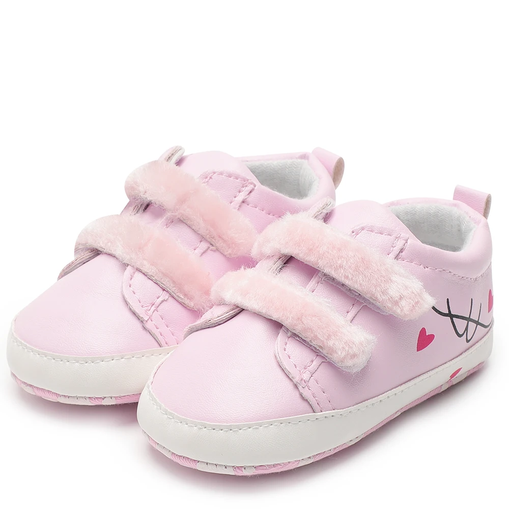 Детская обувь для маленьких мальчиков и девочек; хлопковый кроссовок; нескользящая подошва; мягкий светильник для новорожденных; модная обувь для первых шагов - Цвет: Розовый
