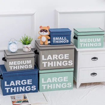 

Alphabet Pattern Non-woven Storage Box Snacks Debris Storage Folding Storage Box with Lid Household Clothing Toy Organizer