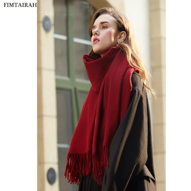 Top Grade Cashmere Scarf Women for Ladies Men's Scarves Solid Long Scarves with Tassel Shawl Wraps Poncho Stole 70*200cm